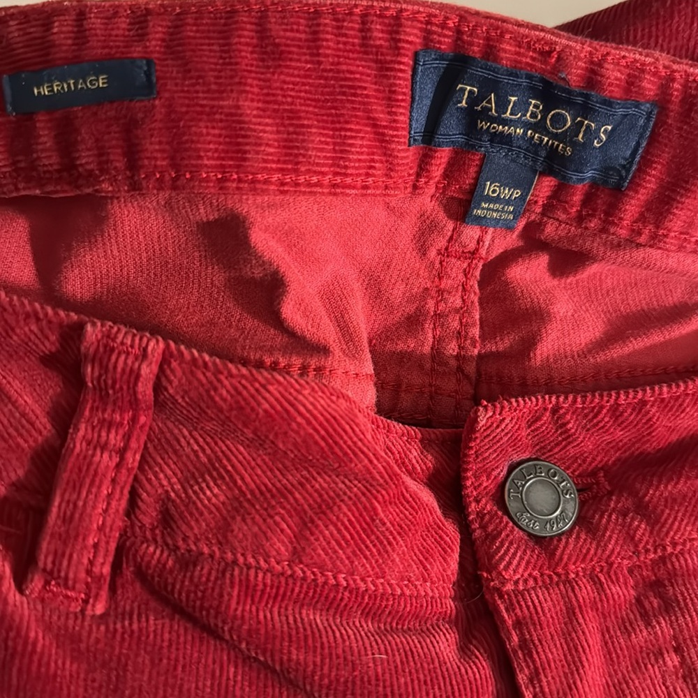Talbots Red Corduroy Pants 16WP - Picture 3 of 3